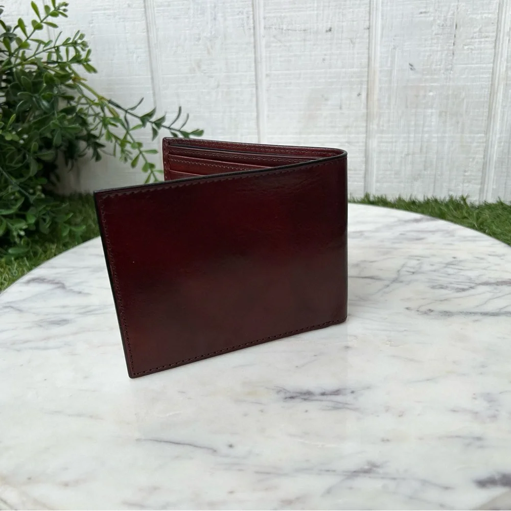 Bosca Leather Card Holde -BOSCA $185 DOLCE ITALIA Italian Made Color: Dark Brown